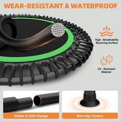 40″ Foldable Mini Trampoline with Resistance Bands Adult Exercise for Home Garde