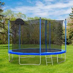 12FT Trampoline for Adults & Kids with Basketball Hoop, Outdoor Trampolines