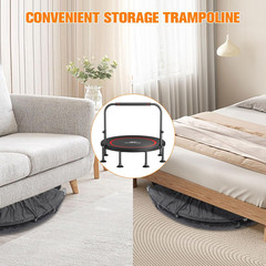 40″/48″ Foldable Mini Trampoline with Adjustable Foam Handle –Thick Steel Spring