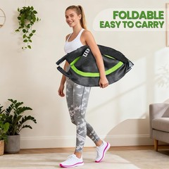 50 Inch Indoor Trampoline with Safety Features and Resistance Bands for Exercise