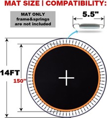 150 Inch Trampoline Replacement Mat Fits 14 ft Frame – V-Rings & Accessories