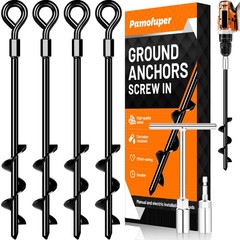 4×14 Inch Ground Anchors Screw In Trampoline Heavy Duty Tent Stakes Black
