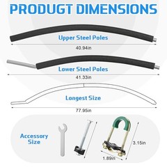 Trampoline Poles Replacement, Fit for 8-ft Frame, Universal Curved Enclosure 16