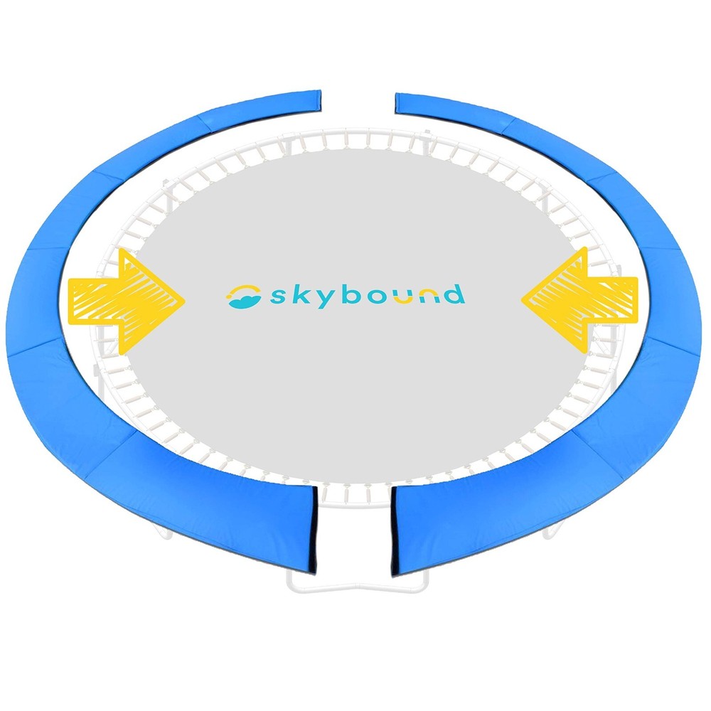 SkyBound 14 Foot Blue Two-Piece Install Trampoline Pad Easy – Up to 7″ springs