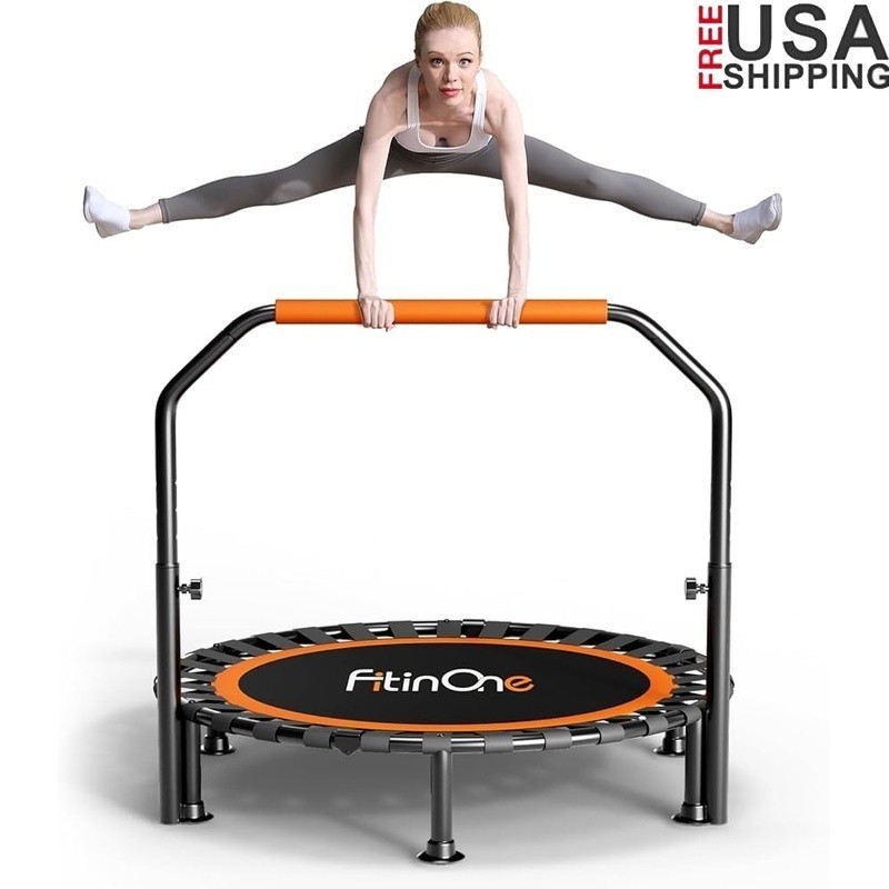 Indoor Outdoor Fitness Trampoline 330LBS Capacity Foldable Quiet Exercise 40″