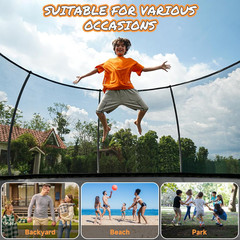 10FT 12FT 14FT 15FT 16FT Outdoor Trampoline with Enclosure Net, Heavy Duty Yard