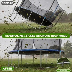 12 PCS Black 12 Inch Heavy Duty Galvanized Steel U Hook Trampoline Ground Stake