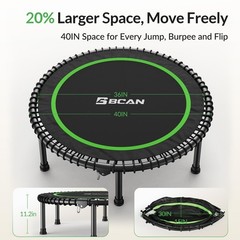 40″ Adult Fitness Trampoline with Durable Bungees, Stable & Quiet Exercise Re…