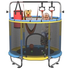 60″ Trampoline for Kids, 5FT Mini Indoor and Outdoor Toddler Yellow&Blue