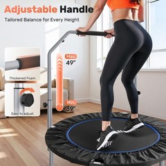SP2 48″ Foldable Mini Trampoline Max Load 440lbs, Fitness Rebounder with Adju…