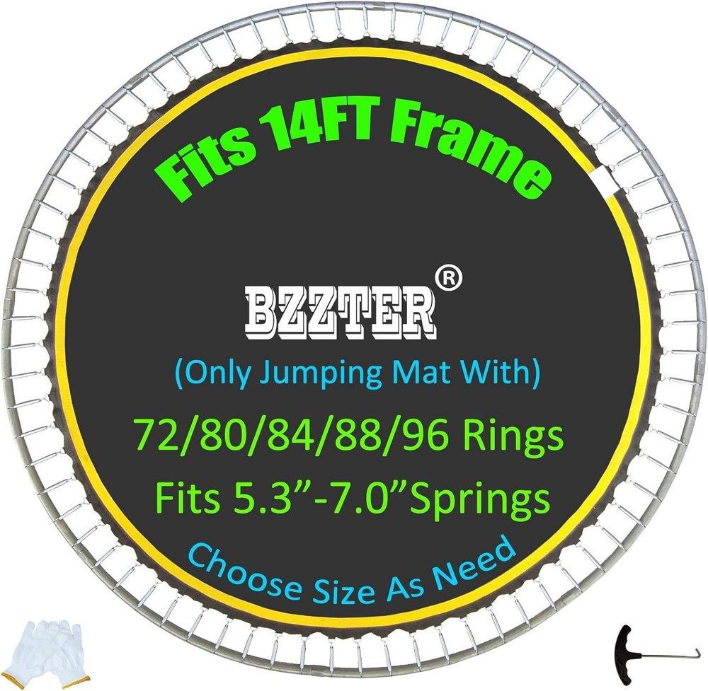 Bzzter Trampoline Replacement Mat Fits 14ft Frame 96 Rings 143.7 Inch 8.5″ Sprin