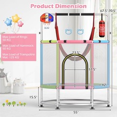 6-in-1 Kids Trampoline Combo 55″ Toddler Play Activity Center w/Hammock Pink