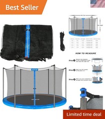 Trampoline Replacement Safety Enclosure Net for 6 Straight Poles Round Frame …