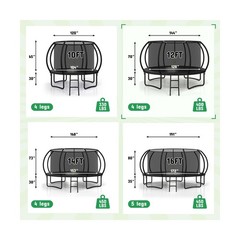 Polar Aurora 10FT 12FT 14FT 16FT Outdoor Trampoline with Safety Enclosure Net…