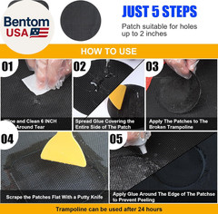 Trampoline Patch Repair Kit 3 Sizes Patches | Repair Trampoline Mat Tear or Hole