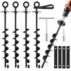 Ground Anchors Screw in – Heavy Duty Trampoline Anchors/Stakes for High Wind,…