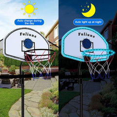 Solar Power Trampoline Basketball Hoop with Led Lights, Easy to Install Basketba