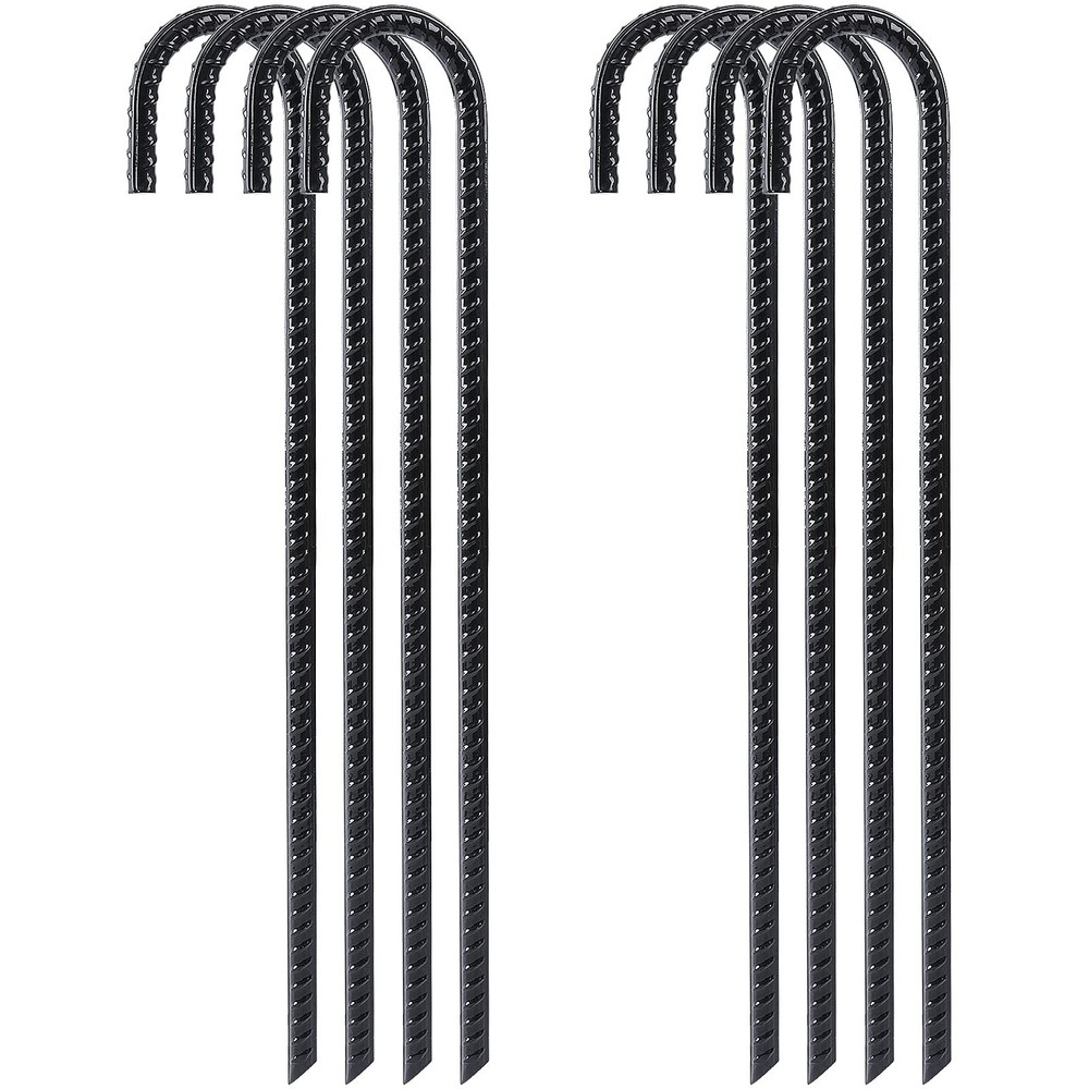 16 Inch 8 Pack Rebar Stakes Heavy Duty J Hook, Galvanized Steel Ground Stakes…