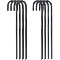 16 Inch 8 Pack Rebar Stakes Heavy Duty J Hook, Galvanized Steel Ground Stakes…