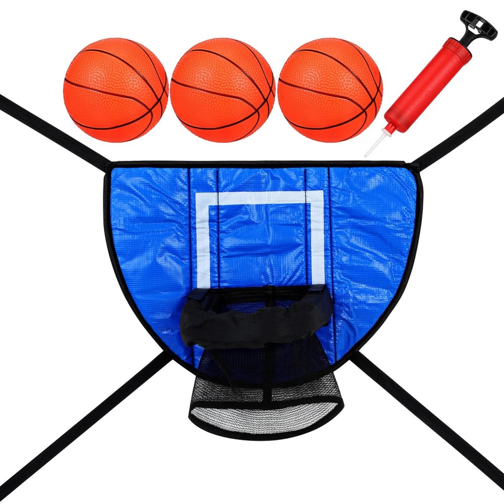 Trampoline Basketball Hoop Attachment – Basketball Hoop Goal with 3 Balls 1 P…