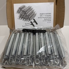 PARTYSAVING 40 Pack 7” Silver Trampoline Spring Galvanized Steel With T-Hook