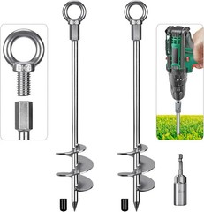 30” Ground Anchors Screw in Heavy Duty 12mm Solid Steel 3″ Spiral Blade