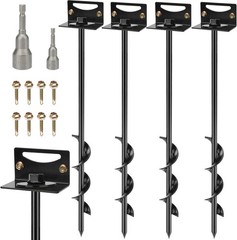 24” Mobile Home Anchors, Set of 4 Ground Anchors Screw in with Brackets and Dri