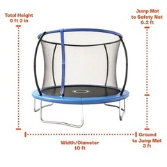 Sportspower BouncePro 10 Ft Trampoline Enclosure Net ASTM Safety Heavy-Duty New