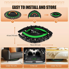 40″/48″ Foldable Mini Trampoline,Max Load 450Lbs/550Lbs Indoor Trampoline,With 4