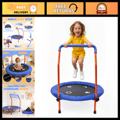 36″ Kids Trampoline – ASTM Certified Foldable Indoor/Outdoor Mini Rebounder, Saf