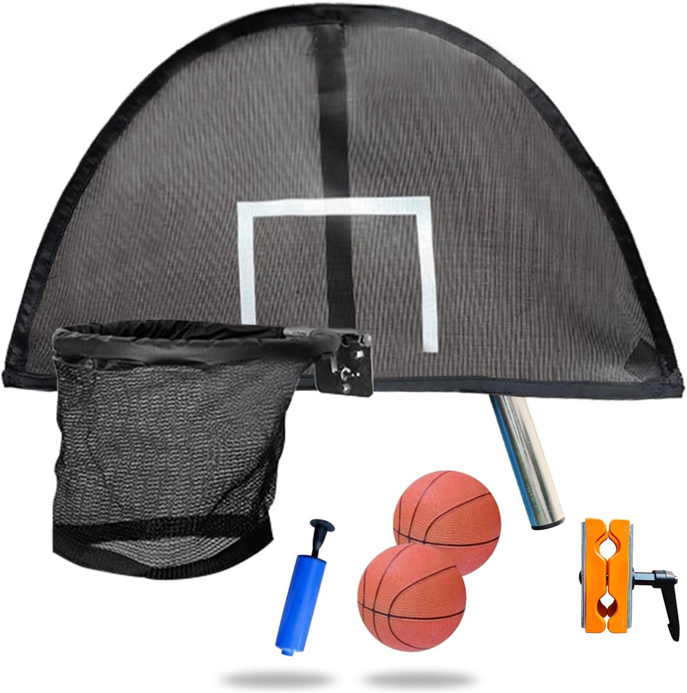 Trampoline Basketball Hoop Set with Mini Balls & Pump – Easy Assembly