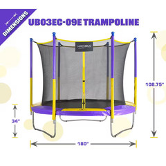Machrus Upper Bounce 9 Ft. round Trampoline Set with Safety Enclosure System Out