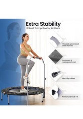 BCAN Trampoline for Fitness Rebounder & Adjustable Foam Handle – 330 Lbs