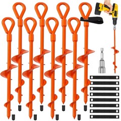 Ground Anchors, Shed Anchor Kit – 15 Inch, 4-Pack Spiral Stakes, Ground Ancho…