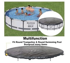 8 FT Trampoline Protective Cover, Waterproof, Anti-UV, Snow & Dust-Proof, Black
