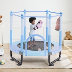 VEVOR 60″ Trampoline for Kids Mini Toddler Trampoline with Net Indoor Outdoor