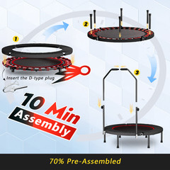 40-inch foldable trampoline with handle – high-grade – elastic – black