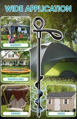 Ground Anchors Screw in 8Pcs, Trampoline Stakes Anchors with Straps Resistant Hi