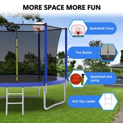 10ft Trampoline with Ladder Adults Kids Outdoor ASTM Approved Safety Trampolines