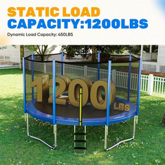 1200LBS Weight Capacity Trampoline 16 15 14 12 10 8 FT for Kids with Safety Encl