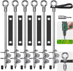24” Ground Anchors Screw in – Heavy Duty Trampoline Anchors – Shed Anchor Kit –