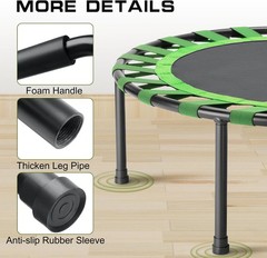 Jumpzylla 40″/48″ Foldable Fitness Trampoline w/ Bar for Adults, 550LBS Max