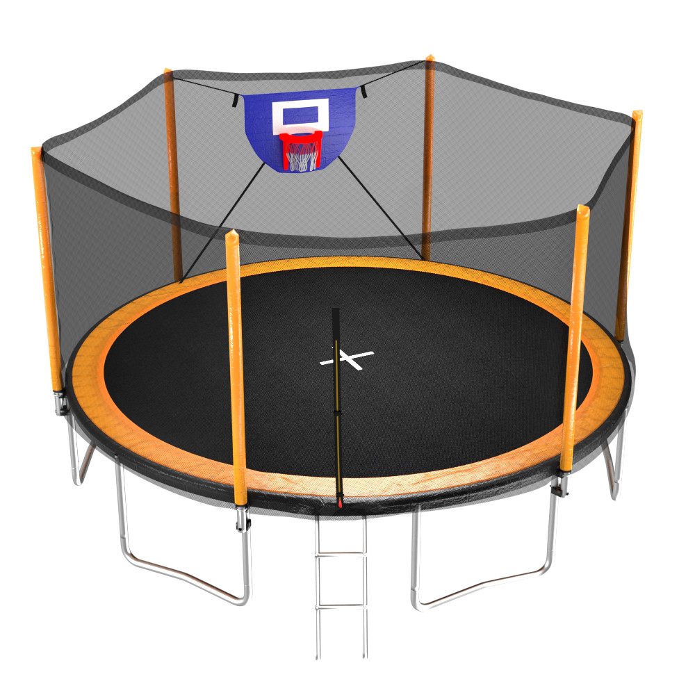 Upgrade- 14FT Trampoline with Basketball Hoop Inflator and Ladder