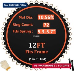 Trampoline Mat，10.56ft/126.8in Diameter Mat with 72 Rings,Fits 12FT Trampoline F