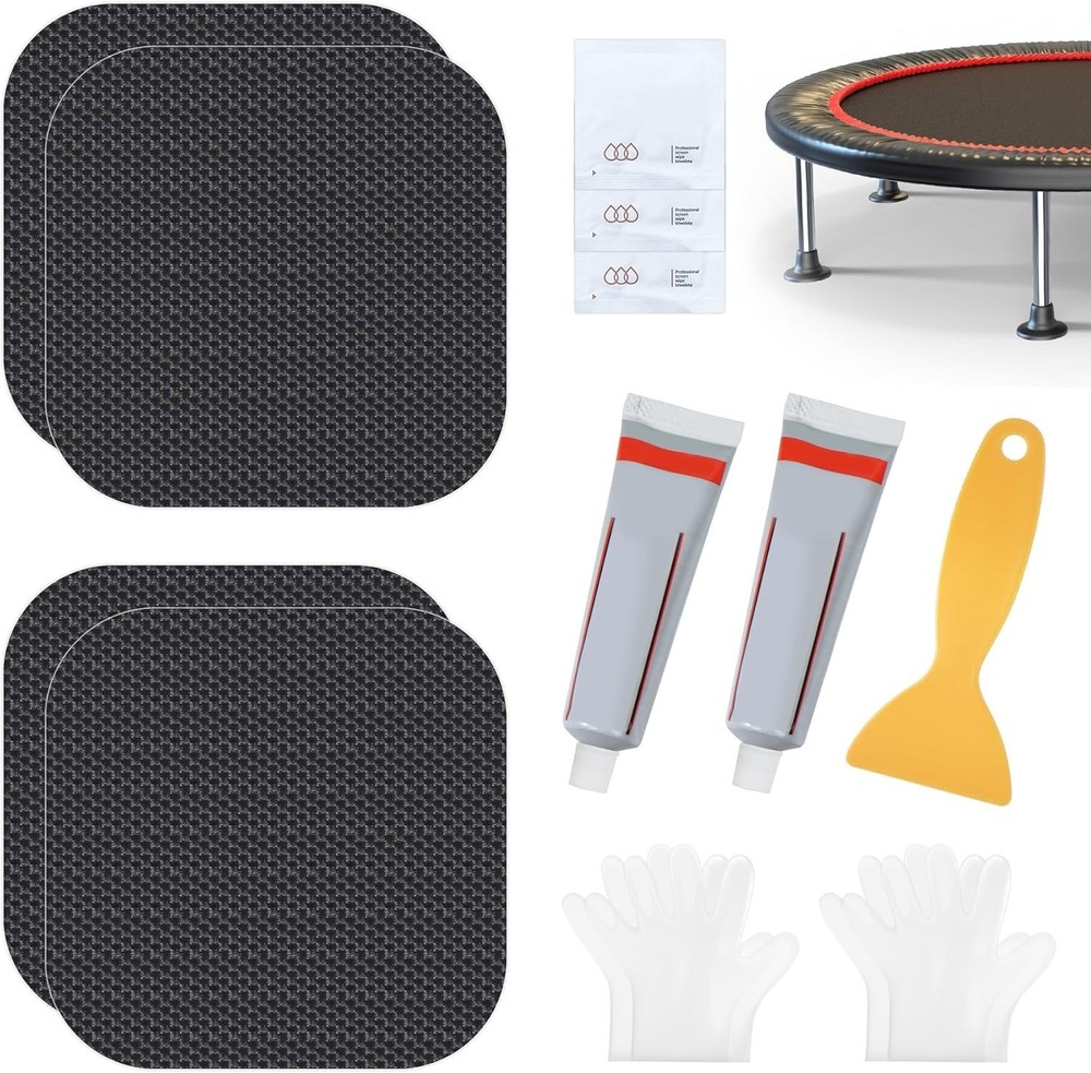 Trampoline Patch Repair Kit 4.1×4.1 Square Patches Fix Mat Tear Hole Mending