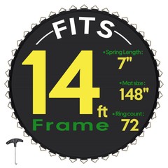 Yescom Trampoline Replacement Mat W/72V-Ring For 14″ Trampoline Frame 7″ Spring