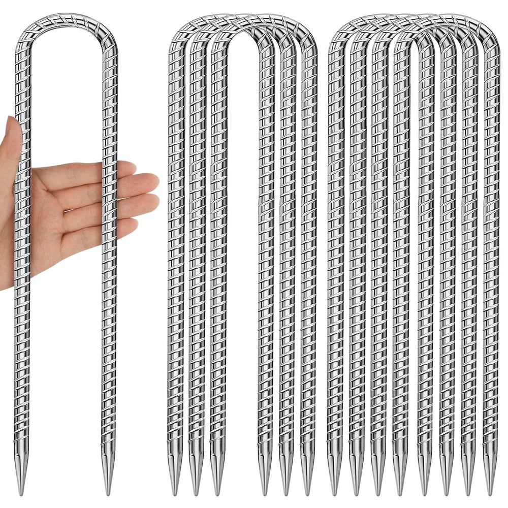 12 Inches U Stakes 8-Pack Heavy Duty Tramopline Wind Stakes for Inflatables, …