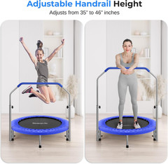 Serenelife 40″ Foldable Mini Trampoline for Adults – Compact Fitness Rebounder w