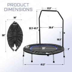 40in Mini Trampoline Rebounder – Portable Home Cardio, Foldable, 330 lb Weight