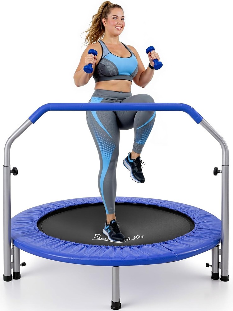40″ Foldable Mini Trampoline for Adults – Compact Fitness Rebounder Adjustable